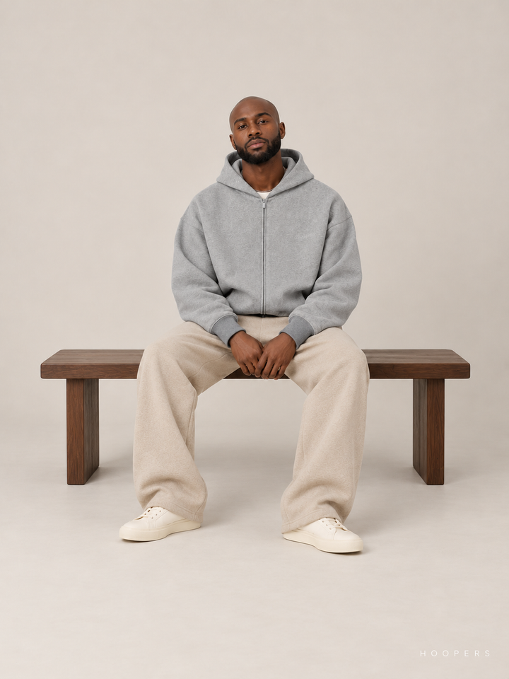 קפוצ'ון רוכסן Fear of God Essentials – Zip אפור מלאנז' – סטודיו