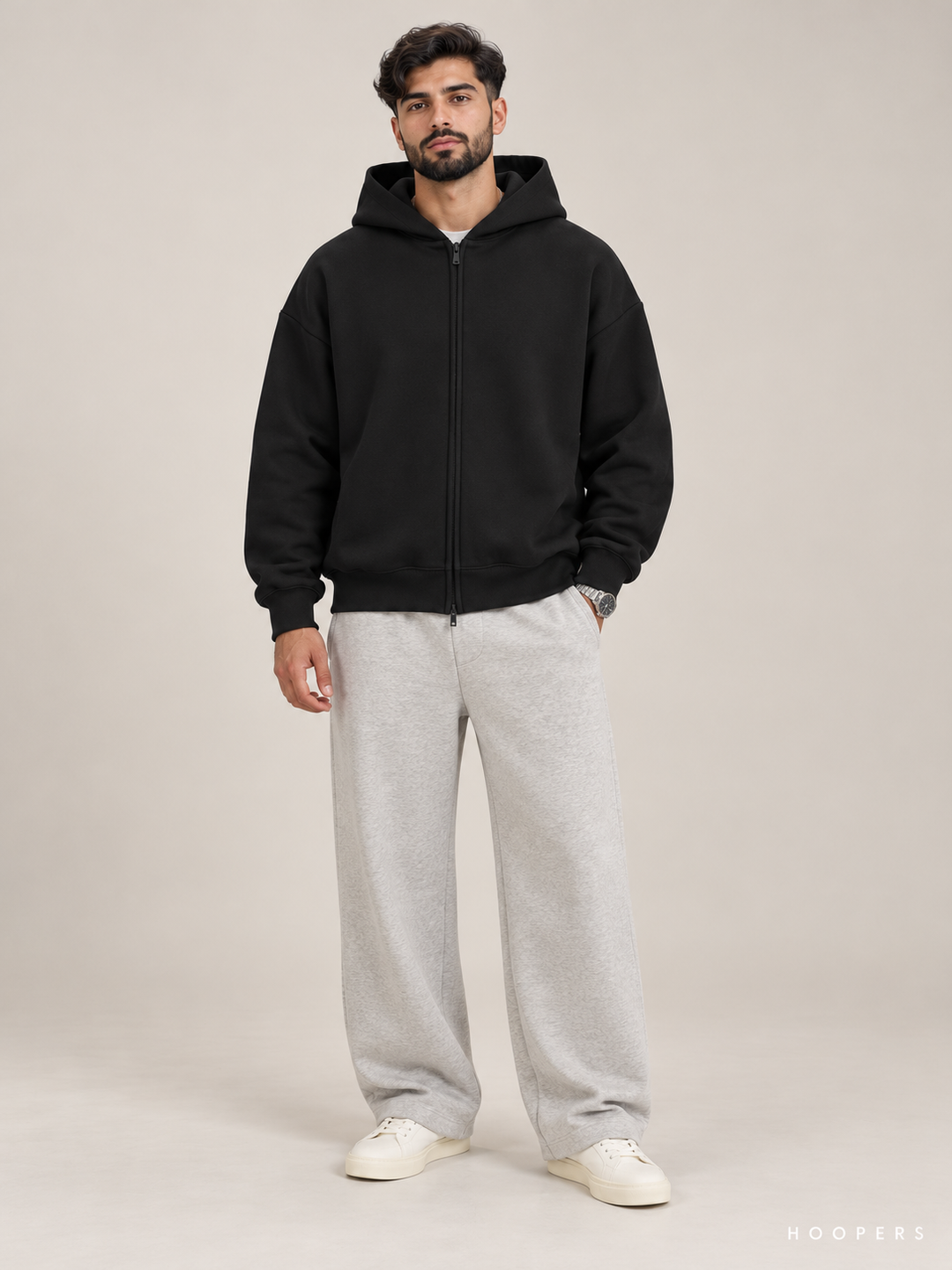 קפוצ'ון רוכסן Fear of God Essentials – Zip שחור – חזית