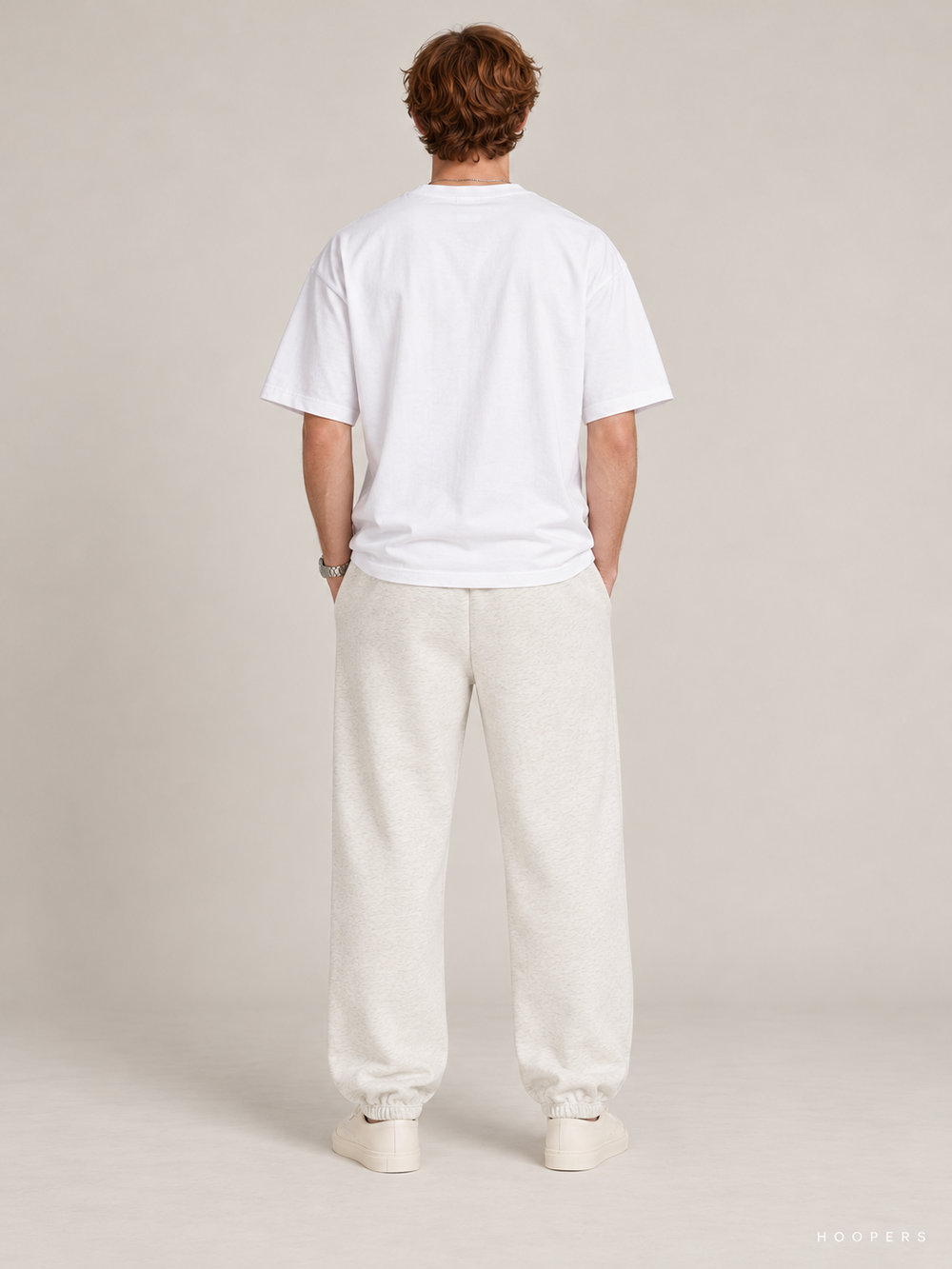 מכנס טרנינג Fear of God Essentials – Jogger שמנת מלאנז' – גב