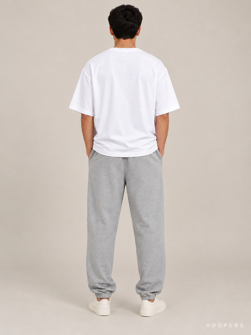 מכנס טרנינג Fear of God Essentials – Jogger אפור מלאנז' – גב