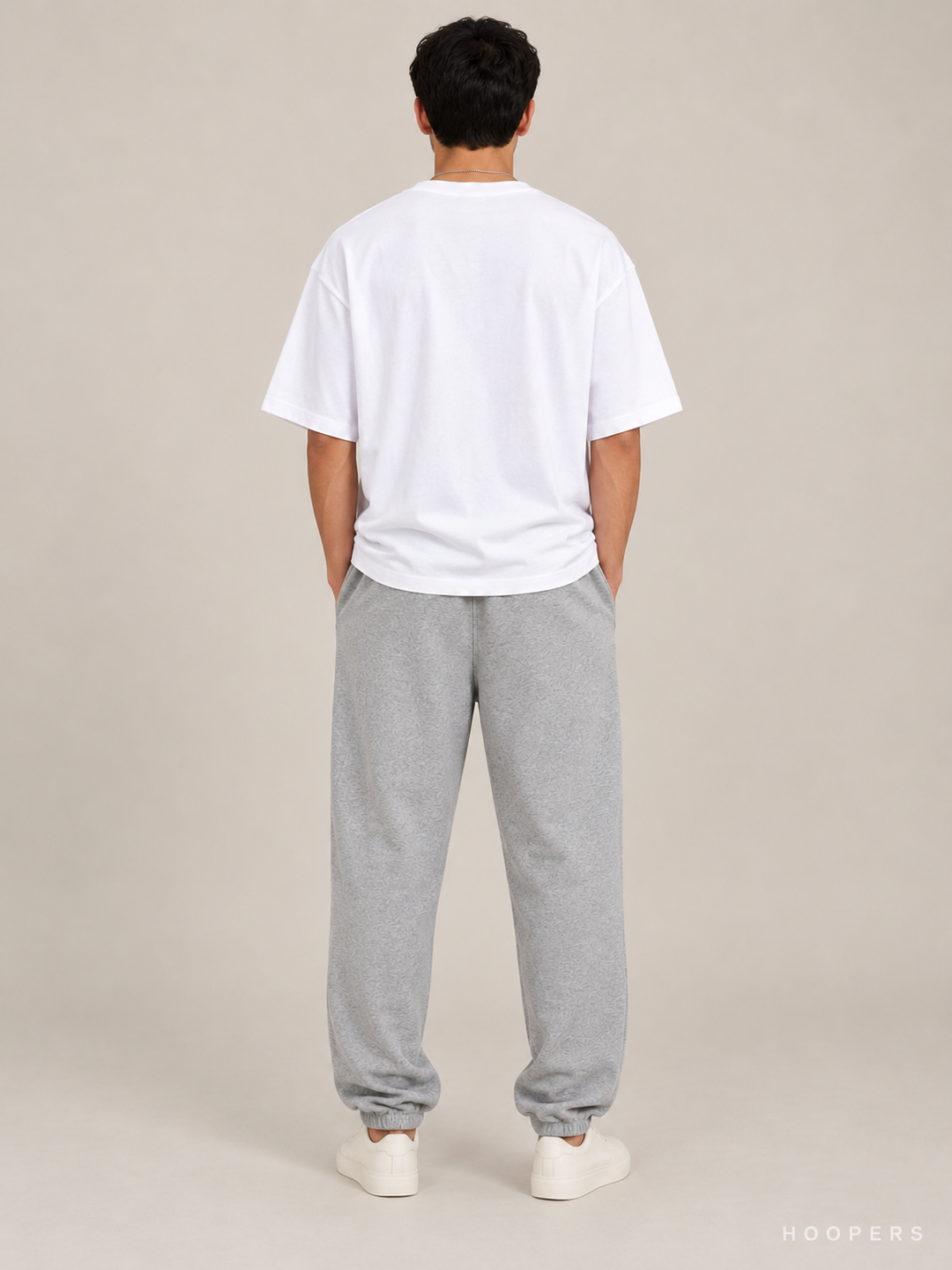 מכנס טרנינג Fear of God Essentials – Jogger אפור מלאנז' – גב