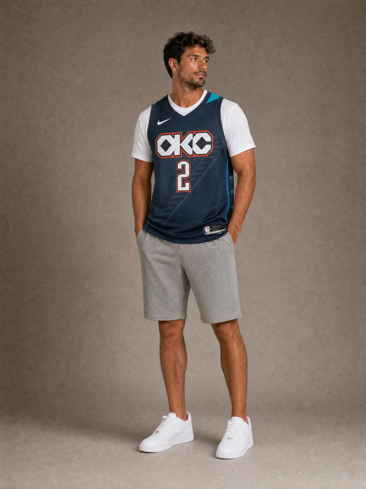 HOOPERS - מבט קדמי על דוגמן: גופיית SGA אוקלהומה ת׳אנדר Navy City Edition
