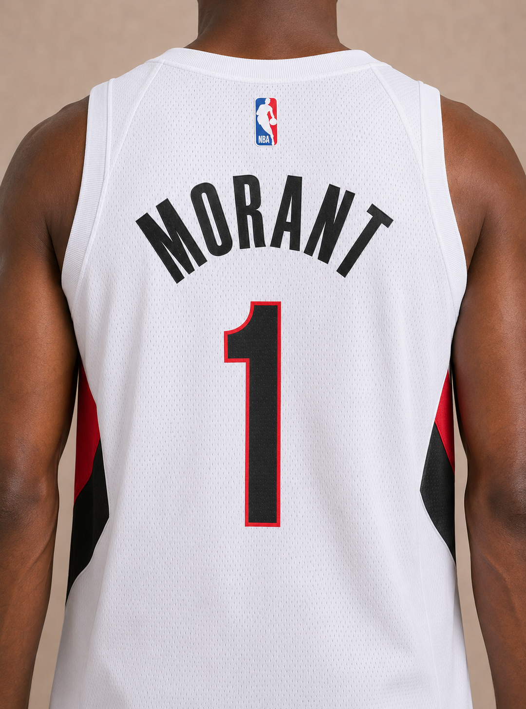 גופיית פורטלנד בלייזרס Association לבן - דיטייל גב MORANT מספר 1