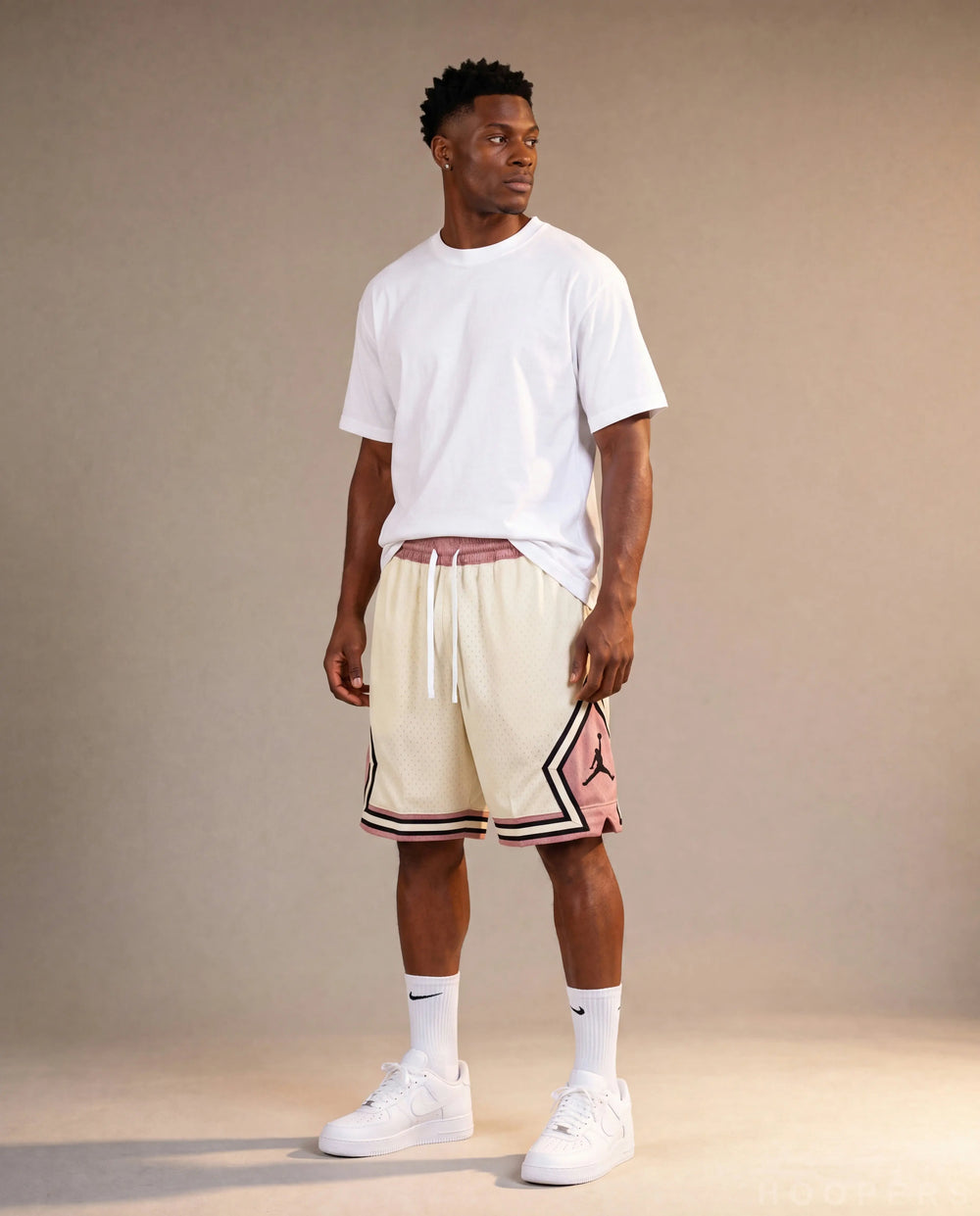 HOOPERS Jordan Cream Rose Edition shorts side