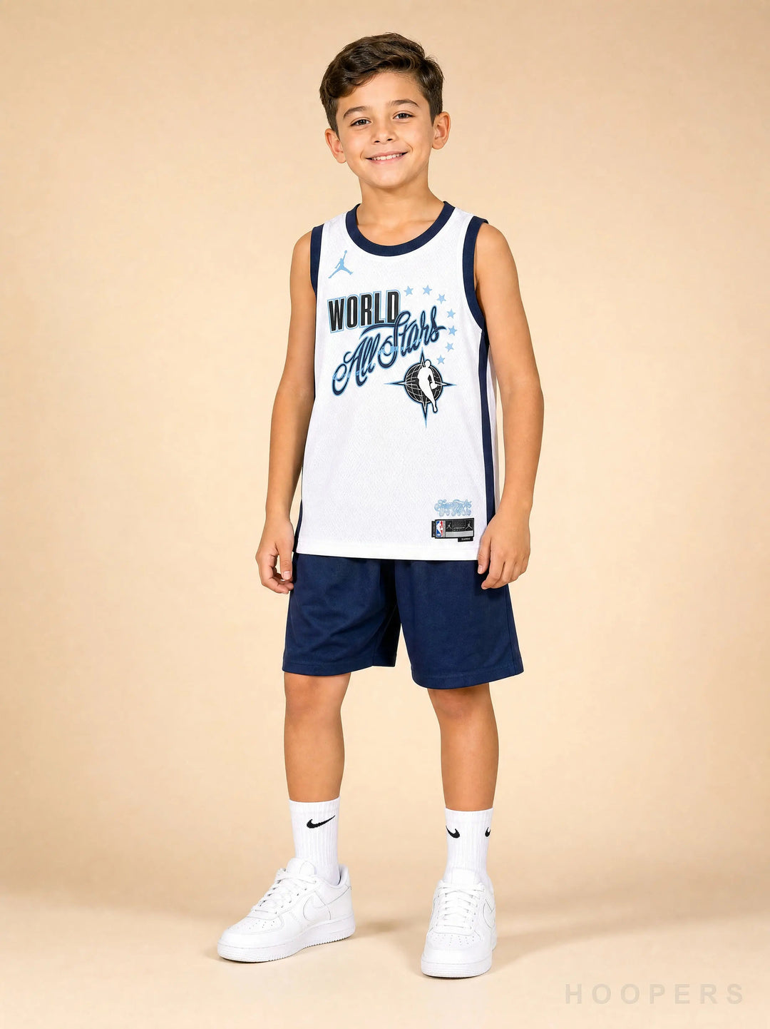 גופיית NBA דני אבדיה אולסטאר WORLD לבן 2026 לילדים - חזית HOOPERS