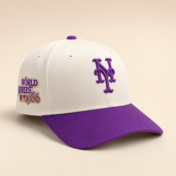 כובע NY ניו יורק מטס – קרם וסגול | HOOPERS
