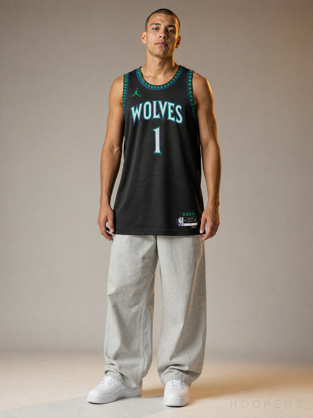 גופיית NBA לאמלו בול מינסוטה טימברוולבס Statement Edition שחור — מבט קדמי