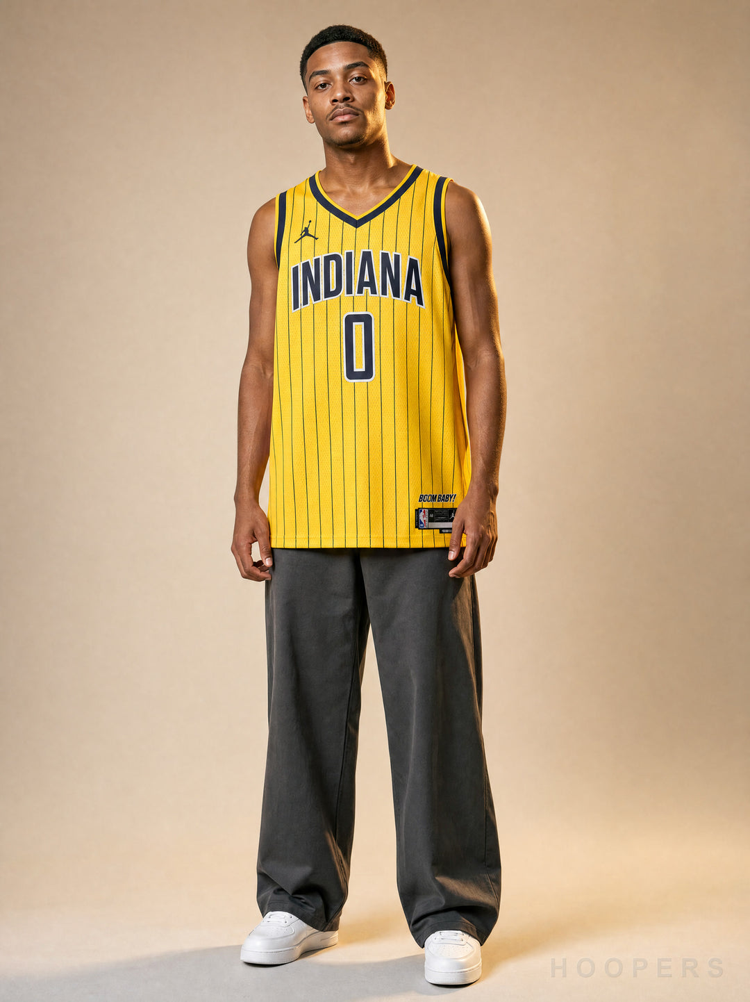 גופיית NBA טייריס הליברטון אינדיאנה פייסרס Statement Edition צהוב — מבט קדמי