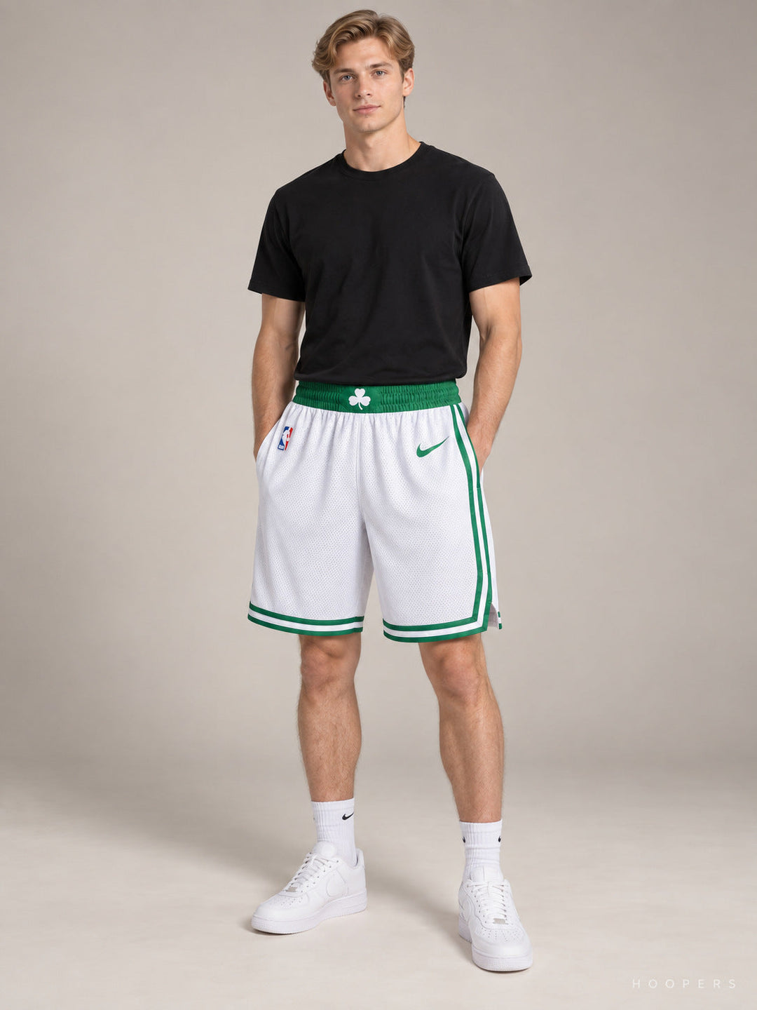 מכנסי NBA בוסטון סלטיקס – לבן — מבט קדמי