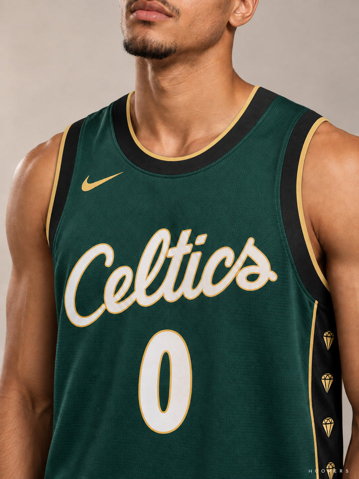 גופיית NBA ג'ייסון טייטום בוסטון סלטיקס – מהדורת זהב — תקריב חזית