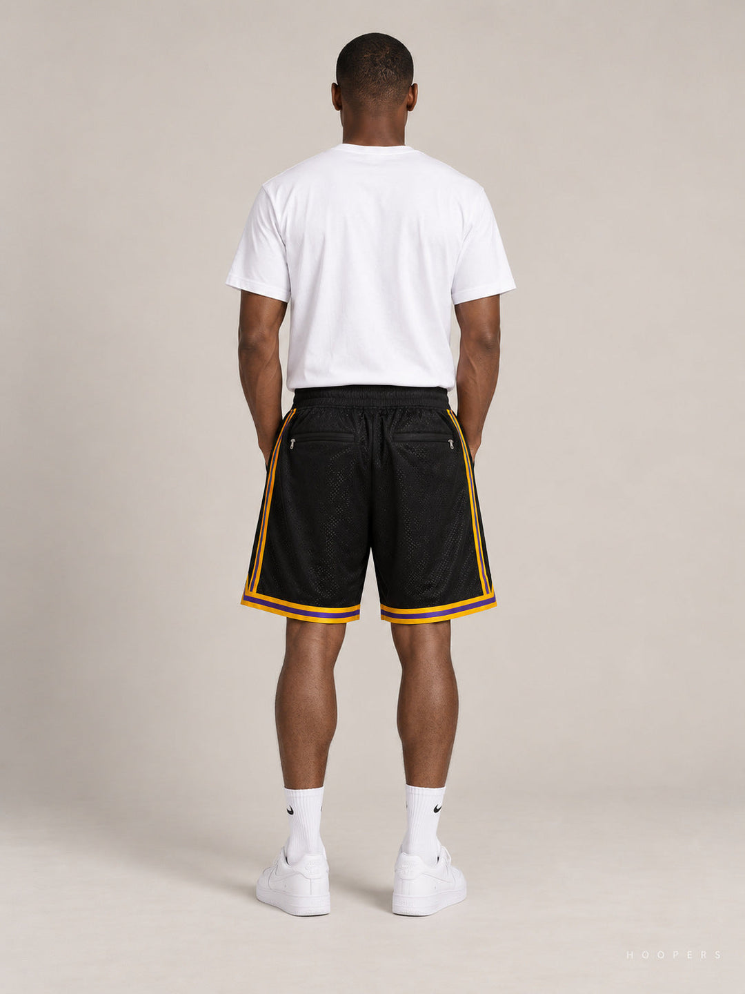 מכנסי NBA – Los Angeles Lakers (לוס אנג'לס לייקרס) שחור סגול — מבט אחורי