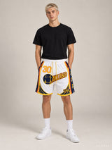 מכנסי NBA – Golden State Warriors (גולדן סטייט ווריורס) לבן כחול צהוב