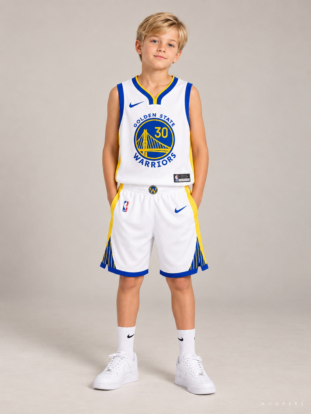 גופיית NBA לילדים גולדן סטייט – לבן — מבט קדמי