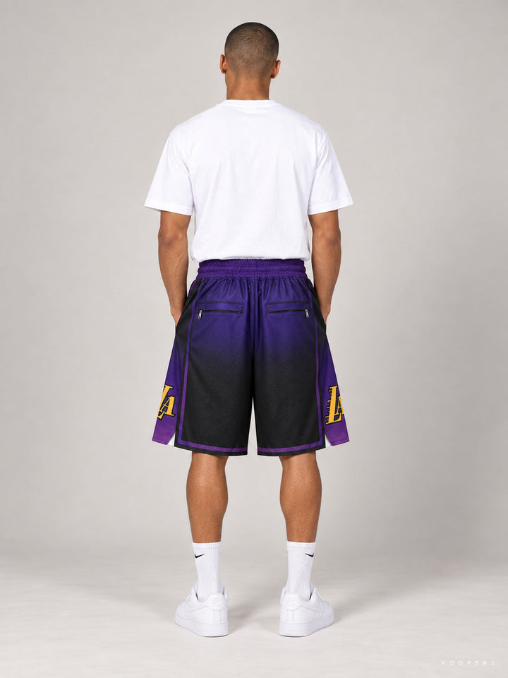 מכנסי JUST DON ליייקרס– LakeShow Edition שחור סגול — מבט אחורי