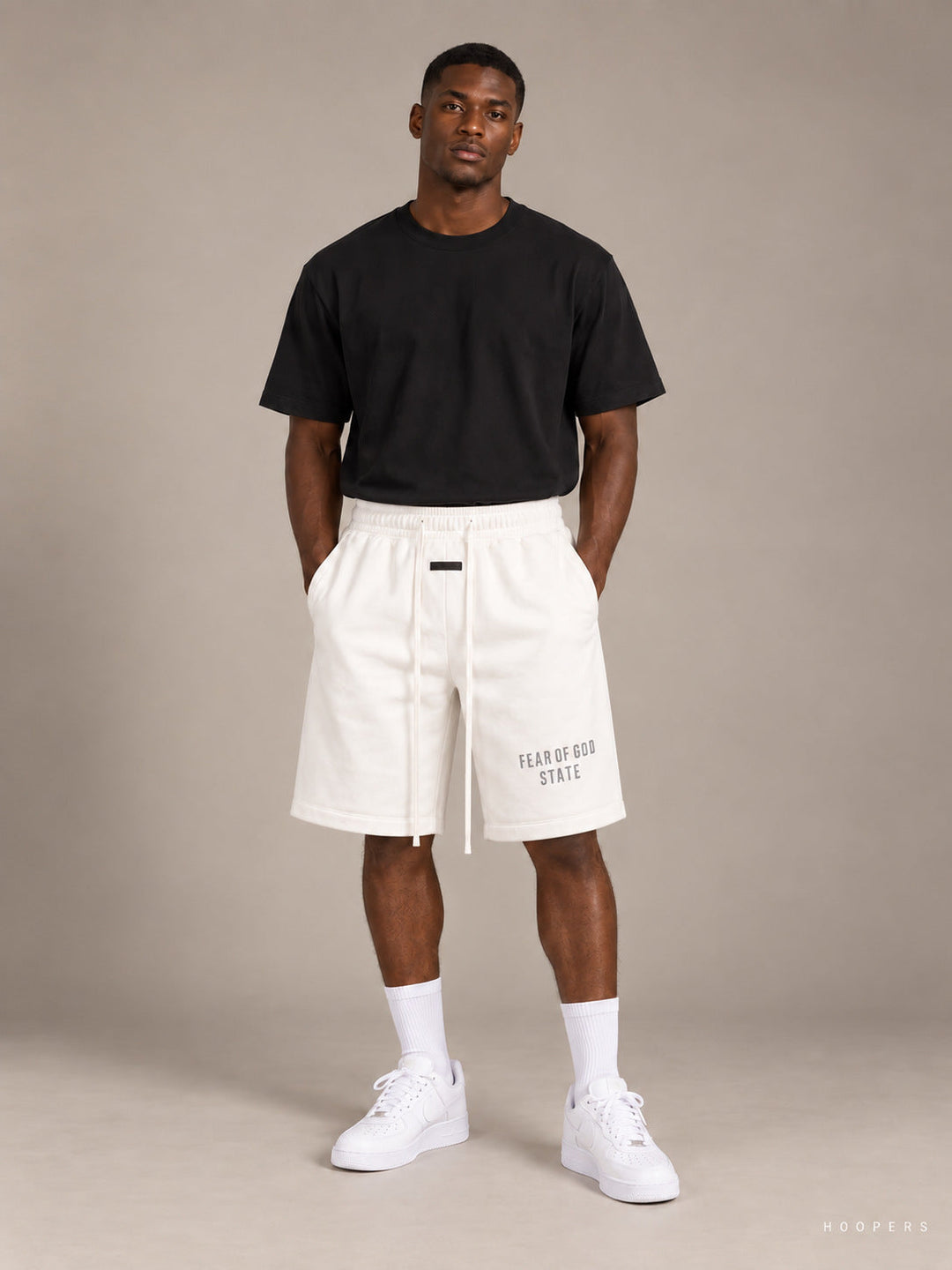 מכנסי Fear Of God – Pure White (לבן) — מבט קדמי