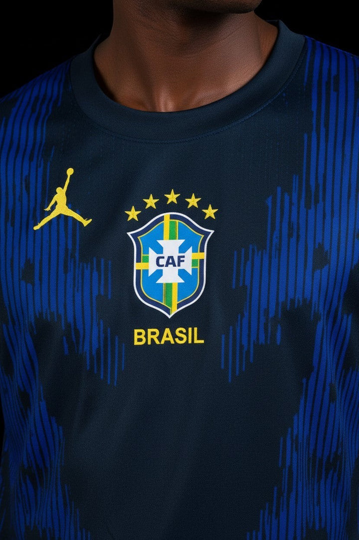 Hoopers Black Night Edition Brazil football jersey with blue accents and graphic print. Features the Brazil CAF crest and Jordan logo.
