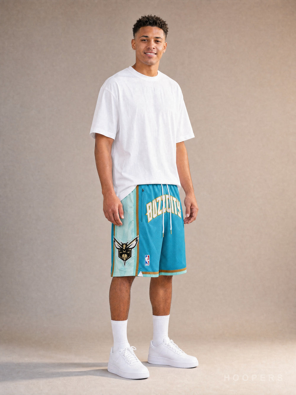 מכנסי NBA שארלוט הורנטס טורקיז מנטה – מבט צד