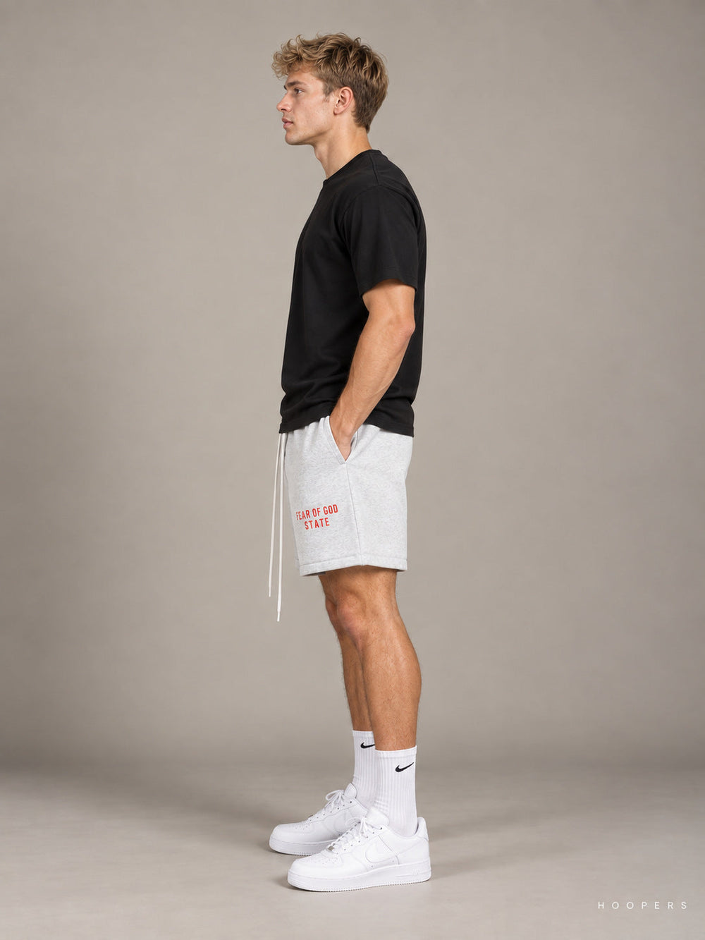 מכנסי Fear Of God State Essential אפור בהיר – צד