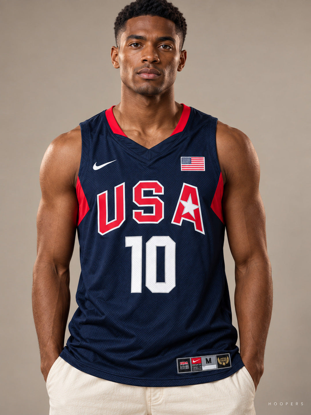 גופיית NBA קובי בראיינט USA כחול רטרו – תקריב חזה