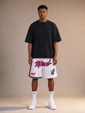 מכנסי NBA – Miami Heat (מיאמי היט) לבן ורוד תכלת | HOOPERS