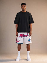 מכנסי NBA – Miami Heat (מיאמי היט) לבן ורוד תכלת