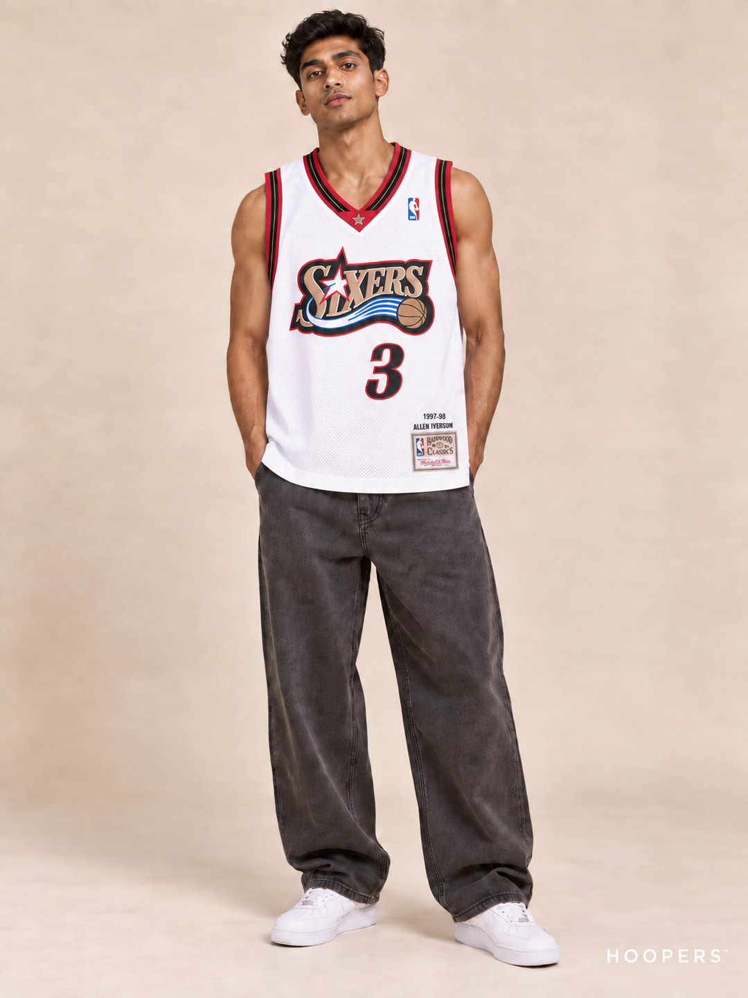 גופיית אלן אייברסון פילדלפיה 76ers לבנה 1997/98 – חזית