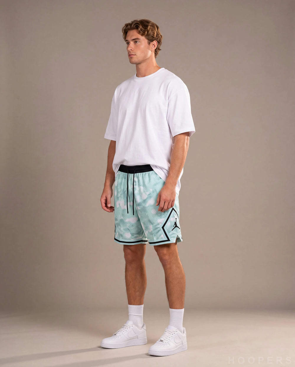 HOOPERS Jordan Mint Cloud Edition shorts side