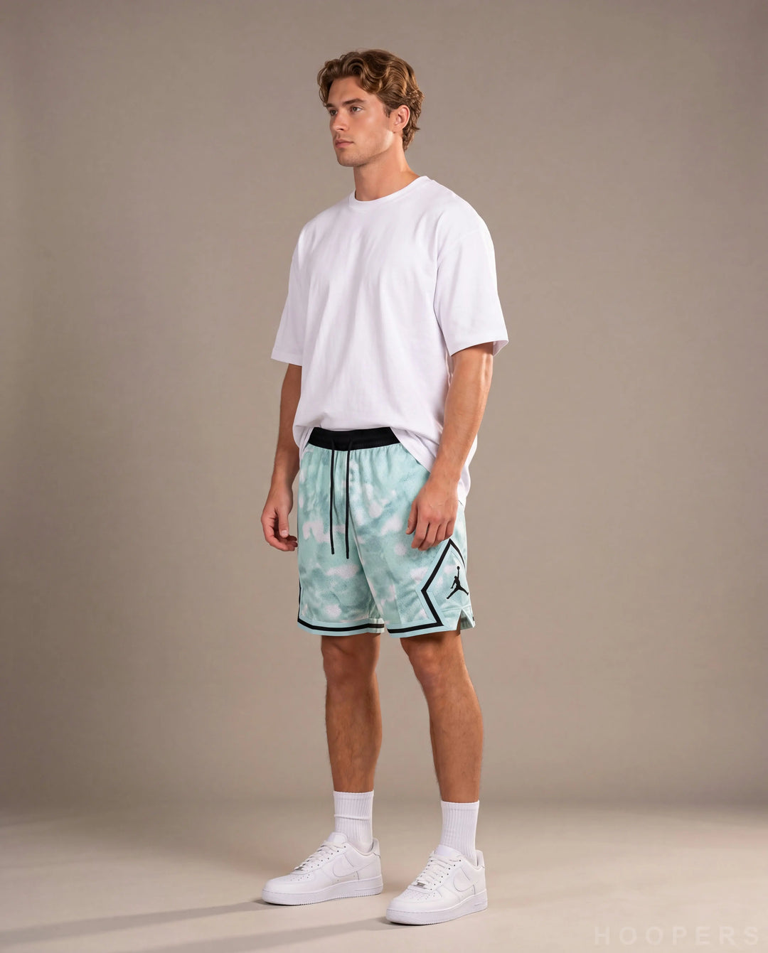 HOOPERS Jordan Mint Cloud Edition shorts side