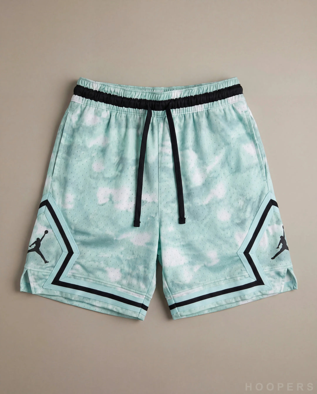 HOOPERS Jordan Mint Cloud Edition shorts flat lay