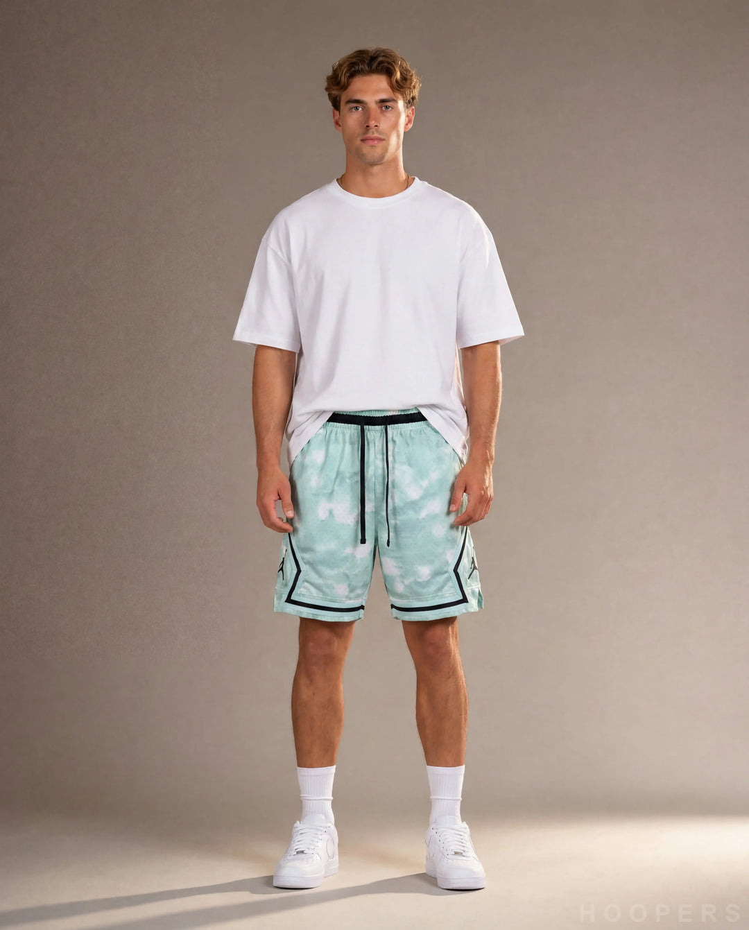 HOOPERS Jordan Mint Cloud Edition shorts front