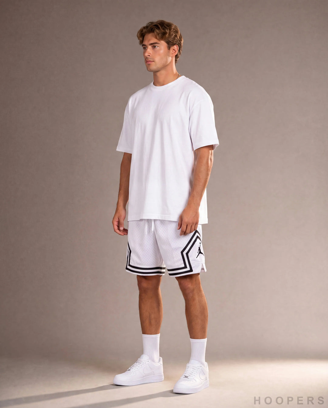 HOOPERS Jordan Pure White shorts side