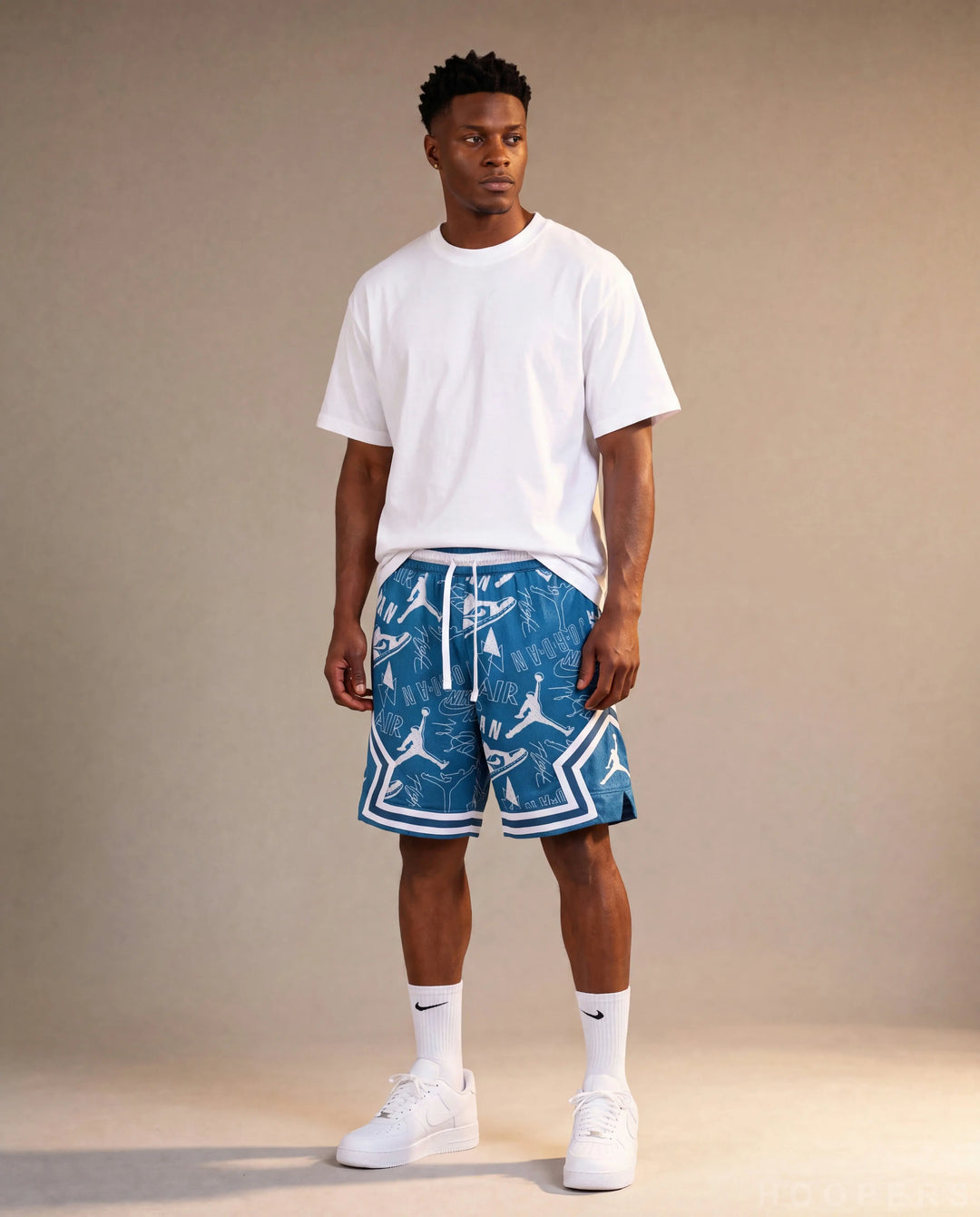 HOOPERS Jordan Blue Icon Pattern shorts side