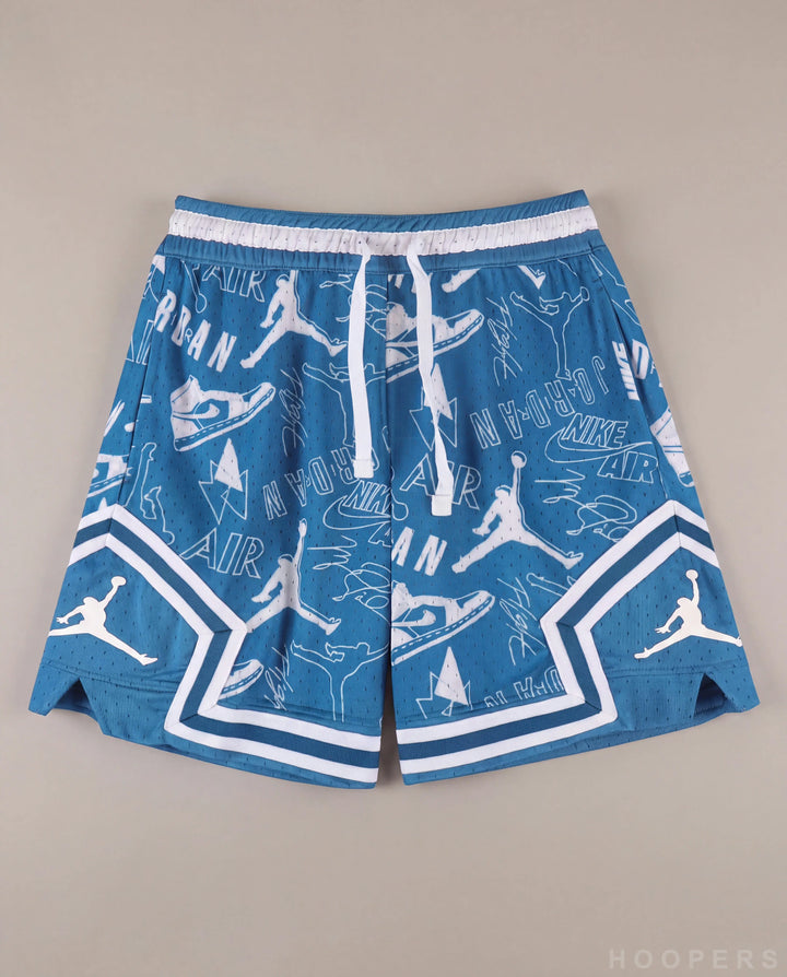 HOOPERS Jordan Blue Icon Pattern shorts flat lay
