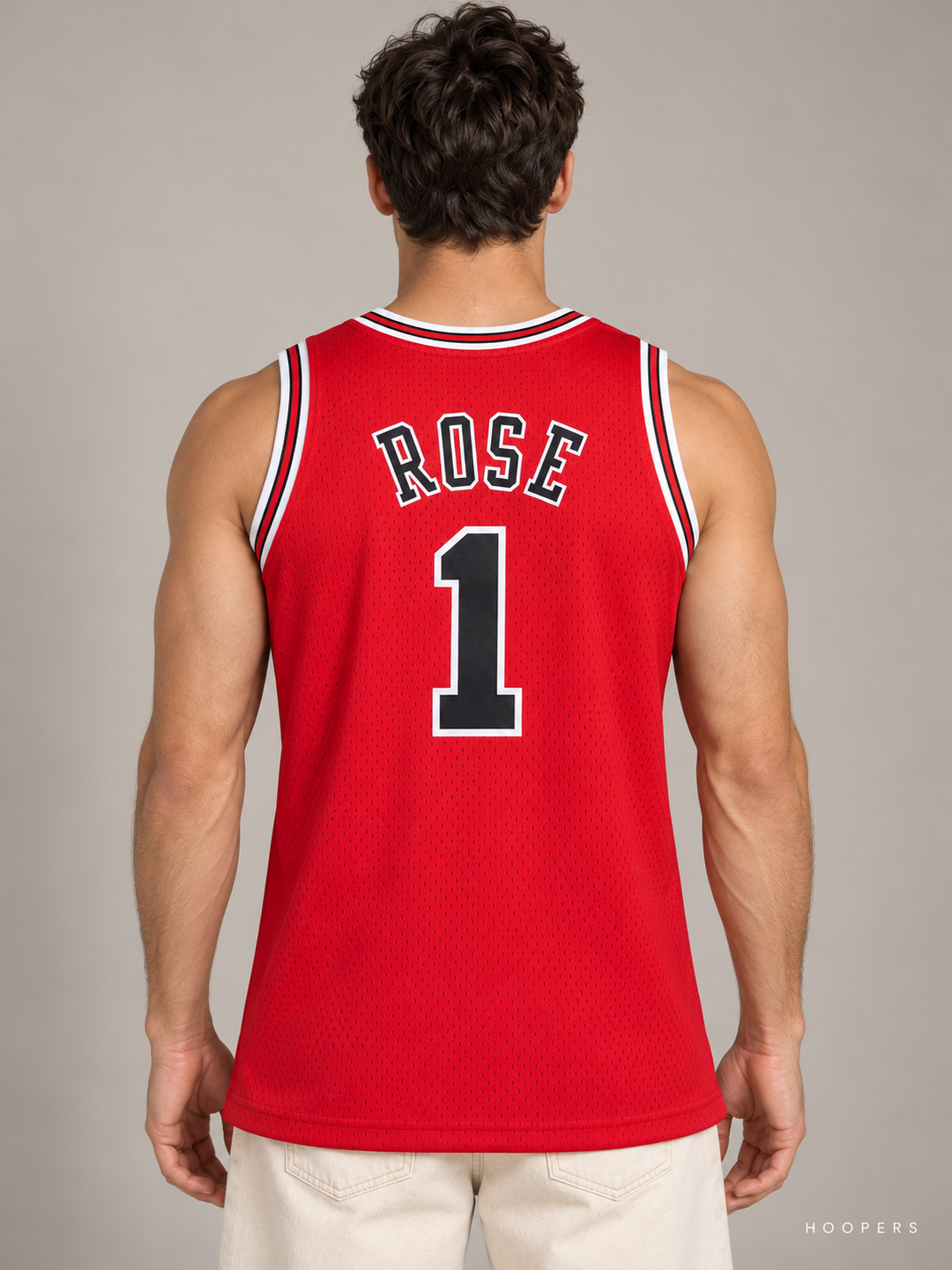 גופיית NBA דריק רוז שיקגו בולס – אדום רטרו 2008/09 – תקריב גב