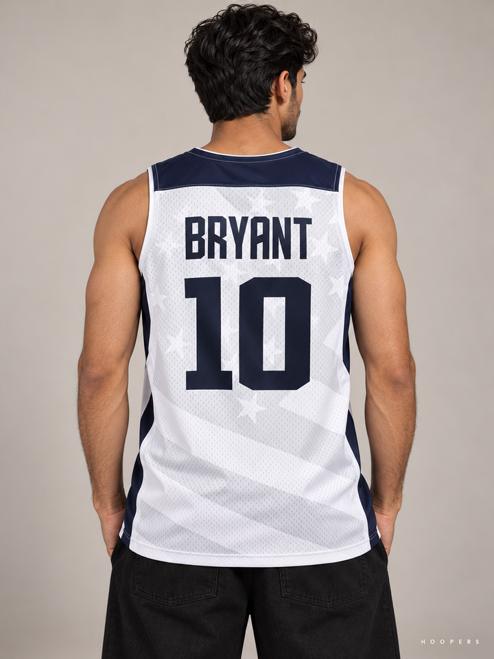 גופיית NBA קובי בראיינט USA – לבן רטרו – תקריב גב