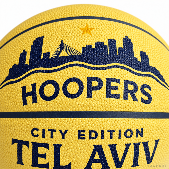 כדור כדורסל HOOPERS City Edition תל אביב – תקריב קו הרקיע